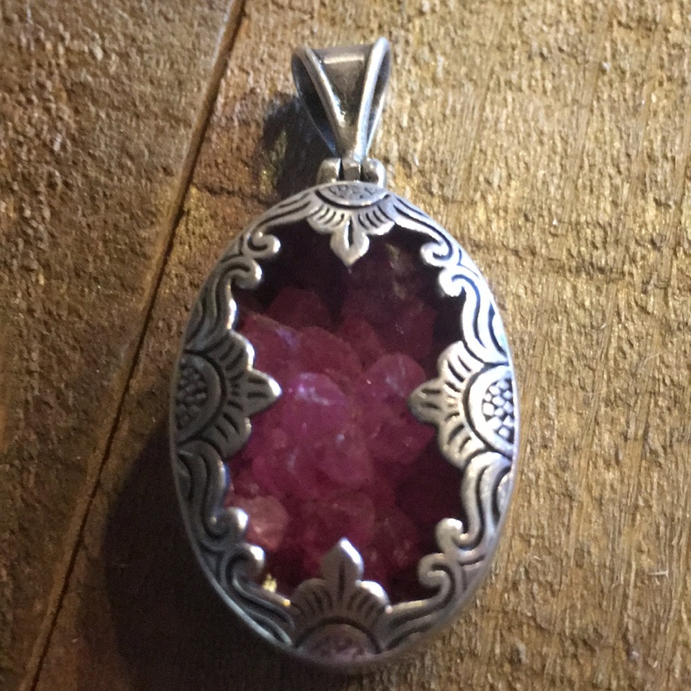 Sterling Silver & Pink Druzy Pendant